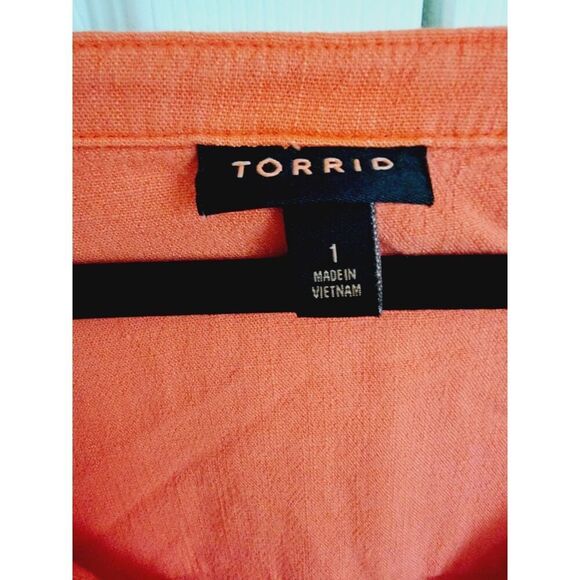 Torrid 1 Top‎ Womens Orange V-Neck Tank Sleeveless Blouse Pullover Solid Woven - Picture 4 of 6